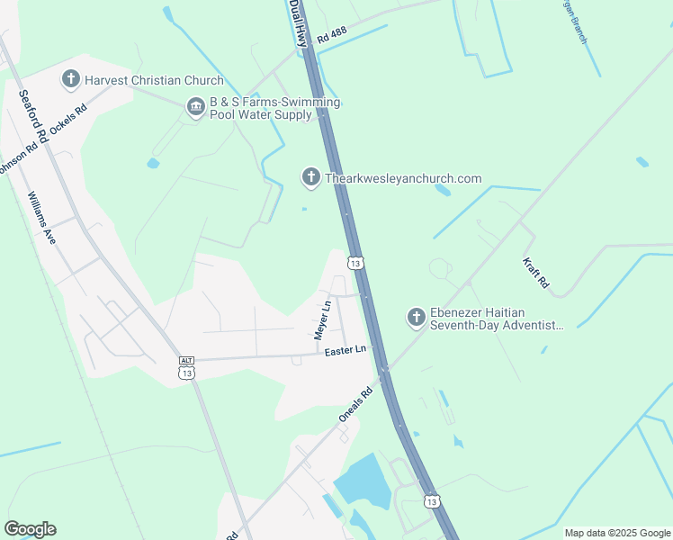 map of restaurants, bars, coffee shops, grocery stores, and more near 27446 Patricks Lane in Seaford