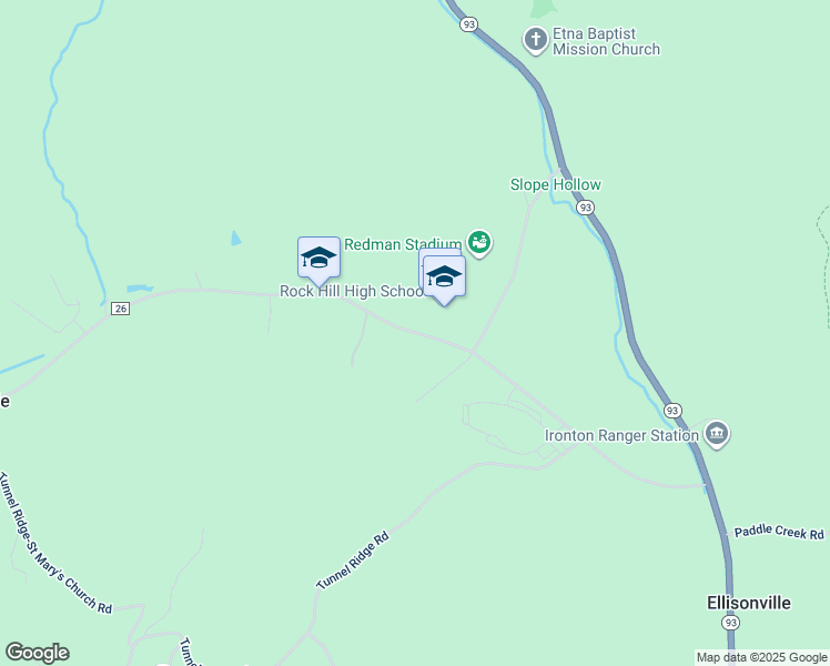 map of restaurants, bars, coffee shops, grocery stores, and more near 2325 County Road 26 in Ironton