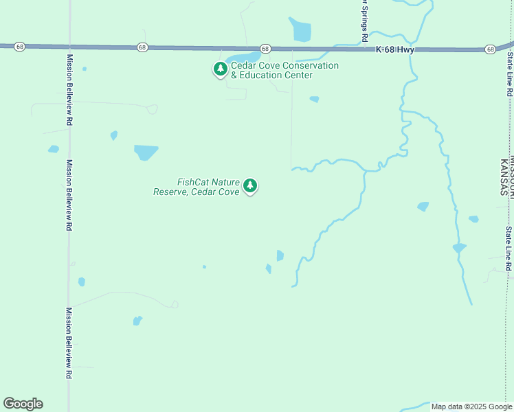 map of restaurants, bars, coffee shops, grocery stores, and more near 3625 K-68 Highway in Louisburg