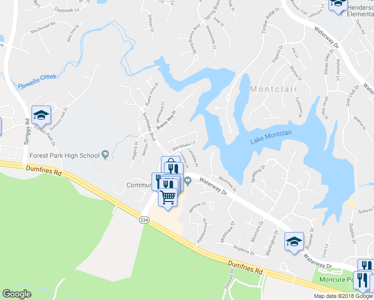 map of restaurants, bars, coffee shops, grocery stores, and more near 15700 Lansdale Place in Montclair