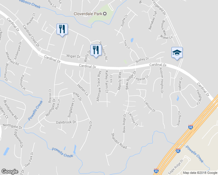 map of restaurants, bars, coffee shops, grocery stores, and more near 15535 Kelley Farm Ct in Woodbridge