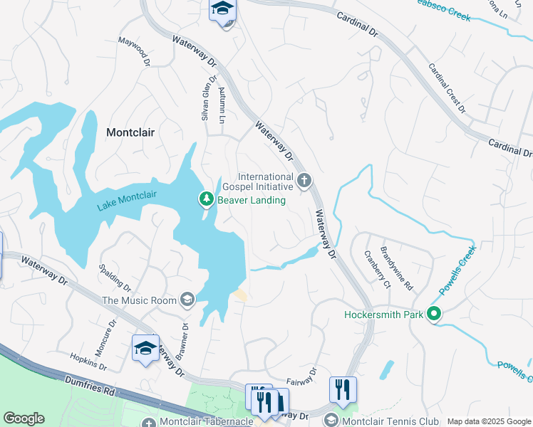 map of restaurants, bars, coffee shops, grocery stores, and more near 15622 Rhame Drive in Montclair