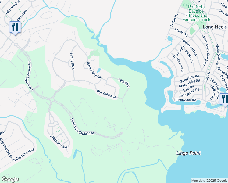 map of restaurants, bars, coffee shops, grocery stores, and more near 24262 Canoe Drive in Millsboro