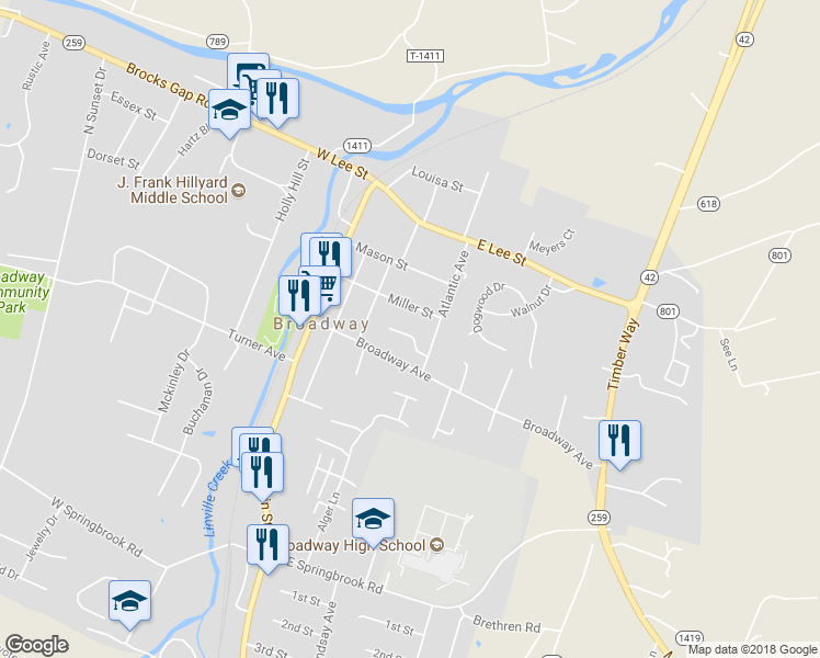 map of restaurants, bars, coffee shops, grocery stores, and more near 120 Atlantic Avenue in Broadway