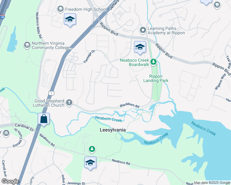 map of restaurants, bars, coffee shops, grocery stores, and more near 2119 Callao Court in Woodbridge