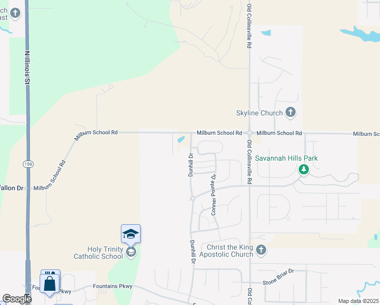 map of restaurants, bars, coffee shops, grocery stores, and more near 1008 Dunhill Drive in Fairview Heights