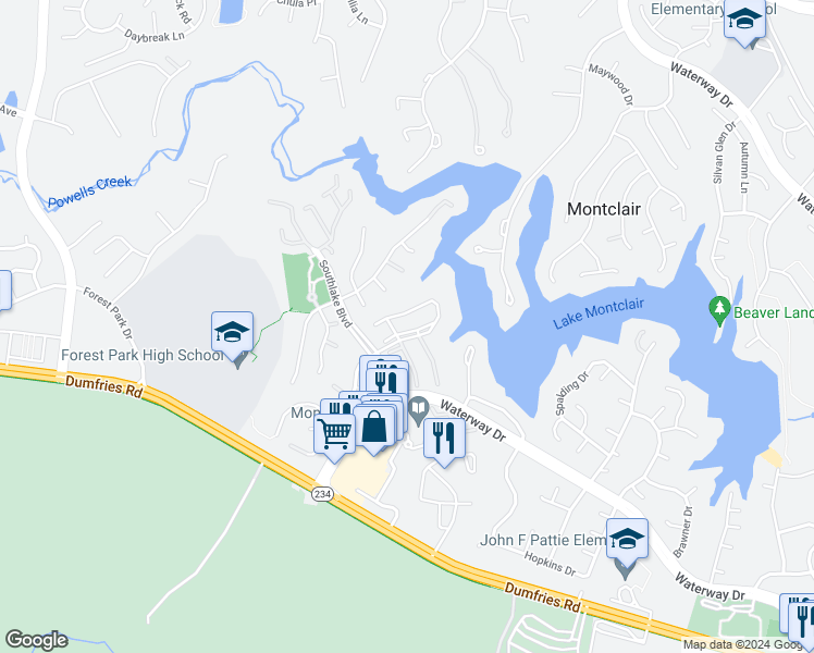 map of restaurants, bars, coffee shops, grocery stores, and more near 4960 Marshlake Lane in Montclair