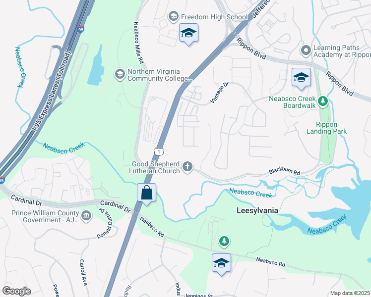 map of restaurants, bars, coffee shops, grocery stores, and more near 15659 John Diskin Circle in Woodbridge