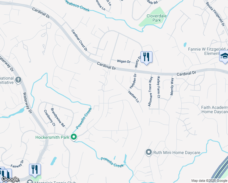 map of restaurants, bars, coffee shops, grocery stores, and more near 3867 Oriole Court in Montclair