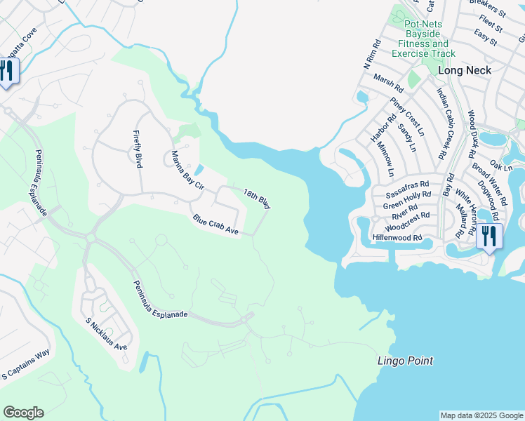 map of restaurants, bars, coffee shops, grocery stores, and more near 24270 Canoe Drive in Millsboro