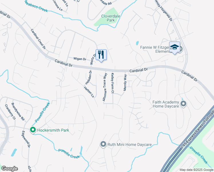 map of restaurants, bars, coffee shops, grocery stores, and more near 15633 Altomare Trace Way in Woodbridge