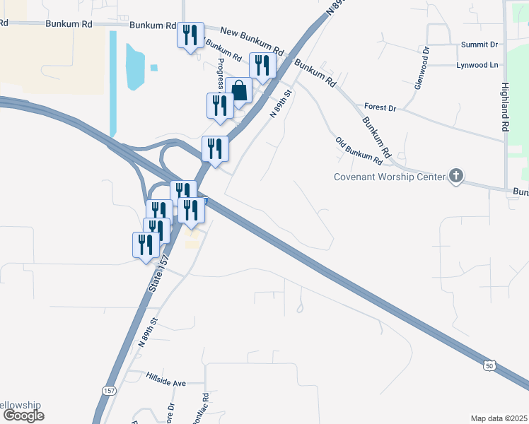 map of restaurants, bars, coffee shops, grocery stores, and more near 9023 Crest Drive in Fairview Heights