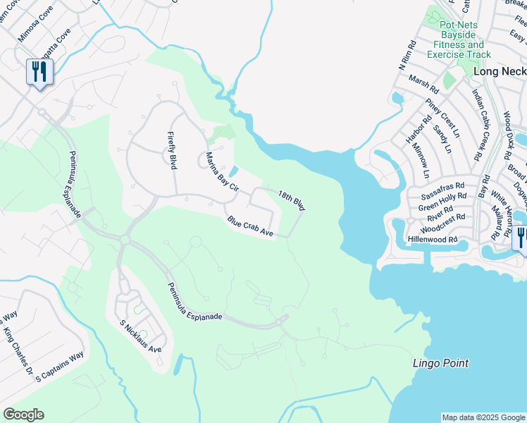 map of restaurants, bars, coffee shops, grocery stores, and more near 24240 Canoe Drive in Millsboro