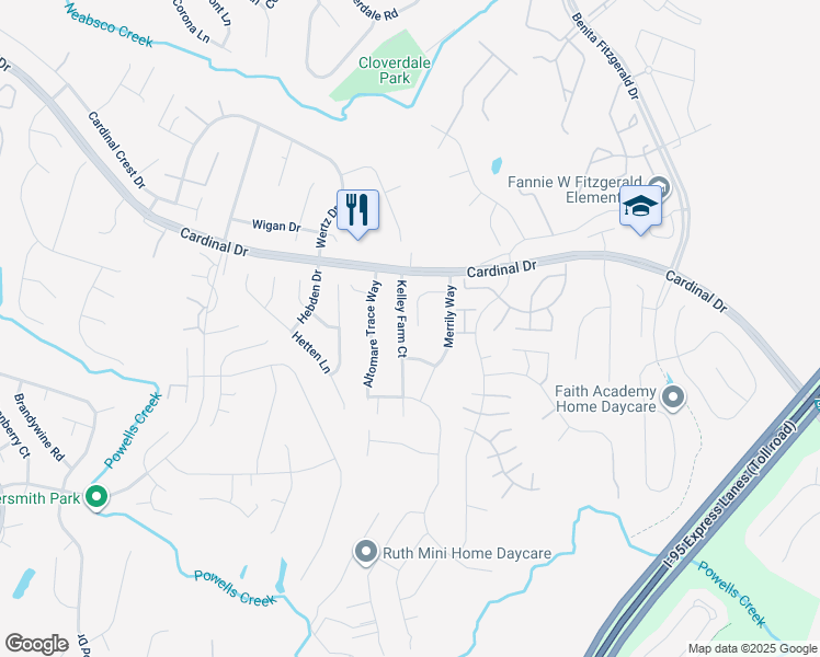 map of restaurants, bars, coffee shops, grocery stores, and more near 15527 Kelley Farm Court in Woodbridge