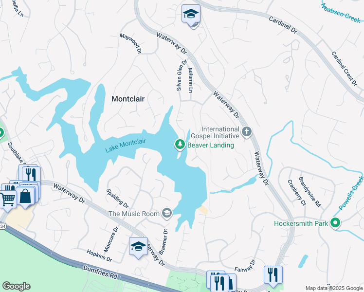 map of restaurants, bars, coffee shops, grocery stores, and more near 15462 Silvan Glen Drive in Montclair