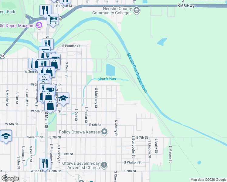 map of restaurants, bars, coffee shops, grocery stores, and more near 427 East 4th Street in Ottawa