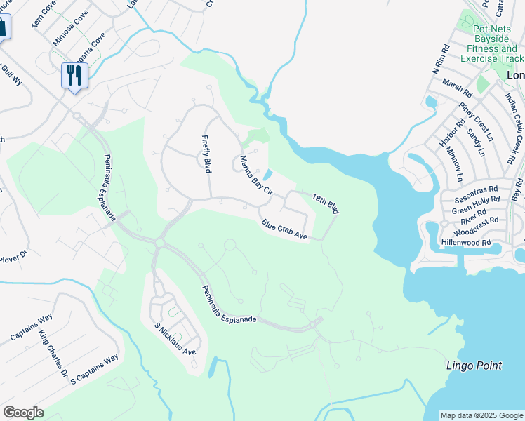 map of restaurants, bars, coffee shops, grocery stores, and more near 24255 Blue Crab Avenue in Millsboro