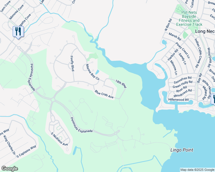 map of restaurants, bars, coffee shops, grocery stores, and more near 24270 Canoe Drive in Millsboro