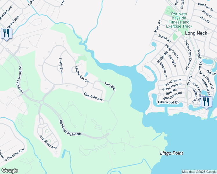 map of restaurants, bars, coffee shops, grocery stores, and more near 27272 18th Boulevard in Millsboro