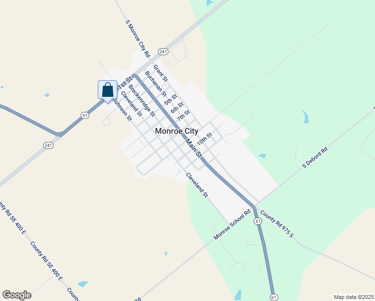 map of restaurants, bars, coffee shops, grocery stores, and more near 107-199 9th Street in Monroe City