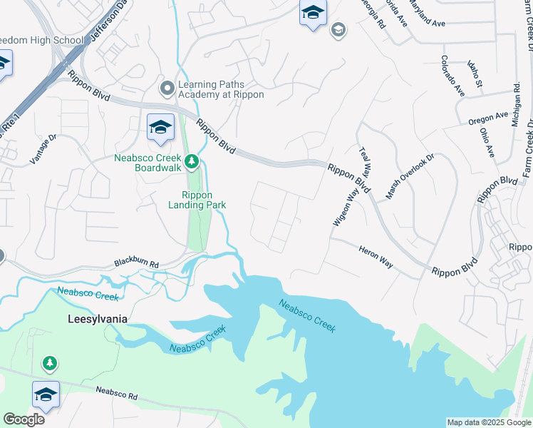 map of restaurants, bars, coffee shops, grocery stores, and more near 1851 Rippon Boulevard in Woodbridge