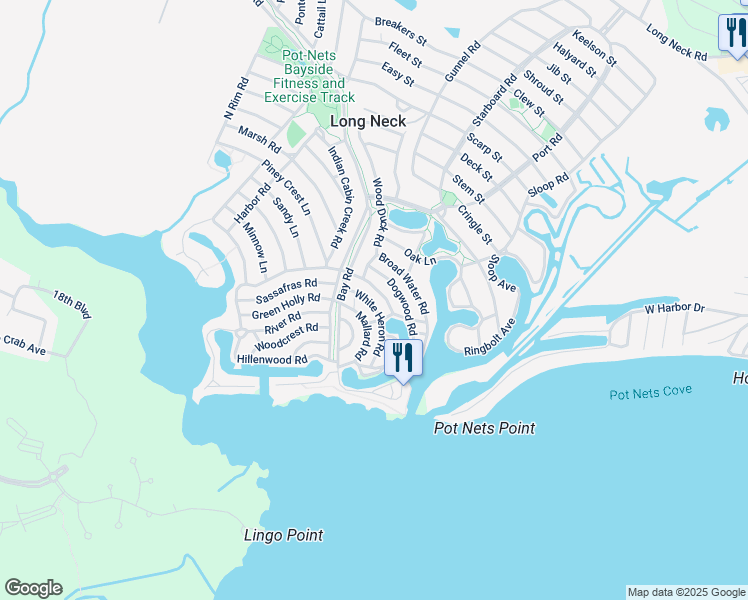 map of restaurants, bars, coffee shops, grocery stores, and more near 34407 White Heron Road in Millsboro