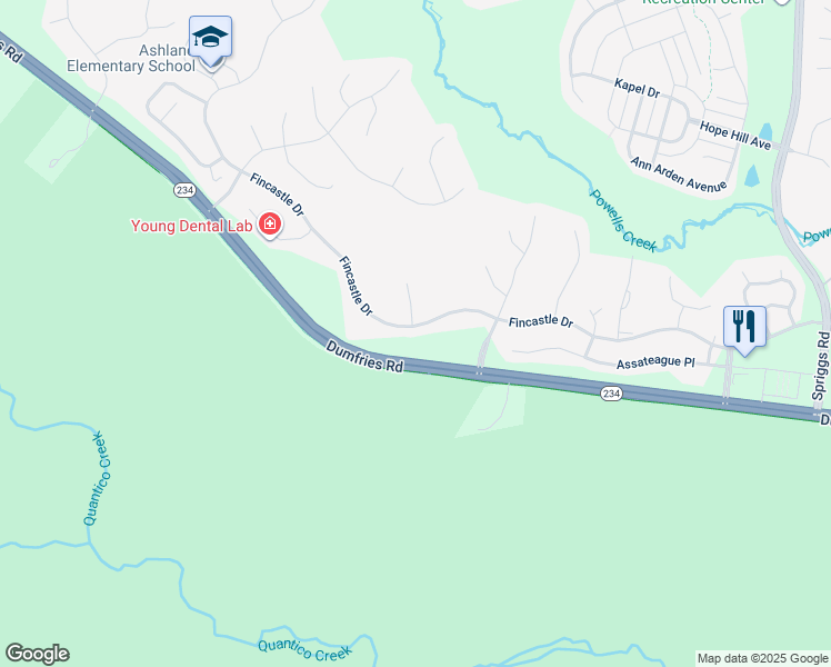 map of restaurants, bars, coffee shops, grocery stores, and more near 5905 Fincastle Drive in Manassas