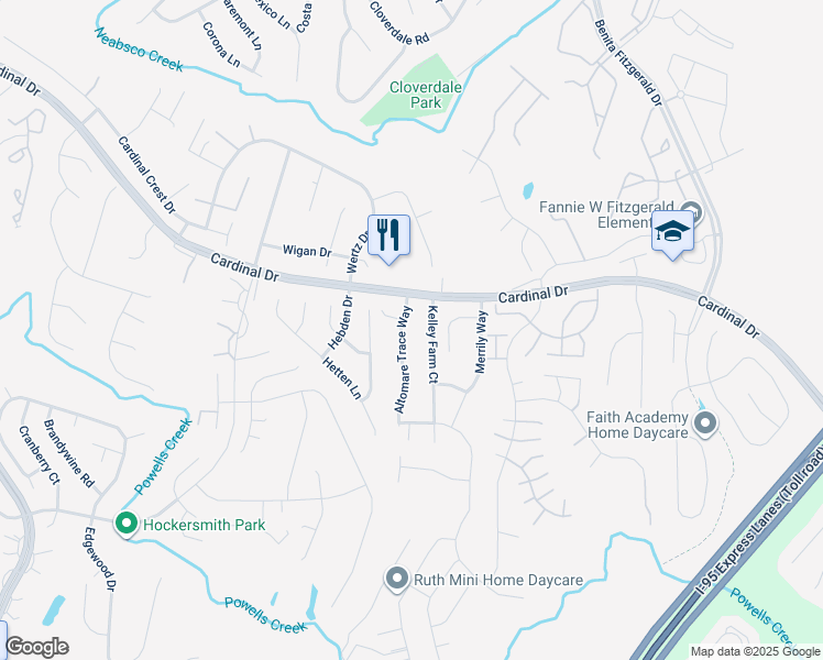 map of restaurants, bars, coffee shops, grocery stores, and more near 15617 Altomare Trace Way in Woodbridge