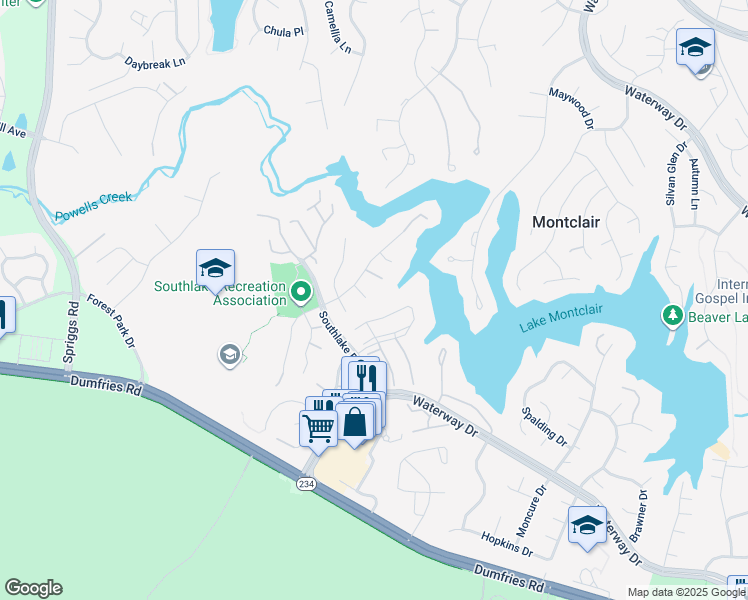 map of restaurants, bars, coffee shops, grocery stores, and more near 15591 Catamaran Court in Montclair
