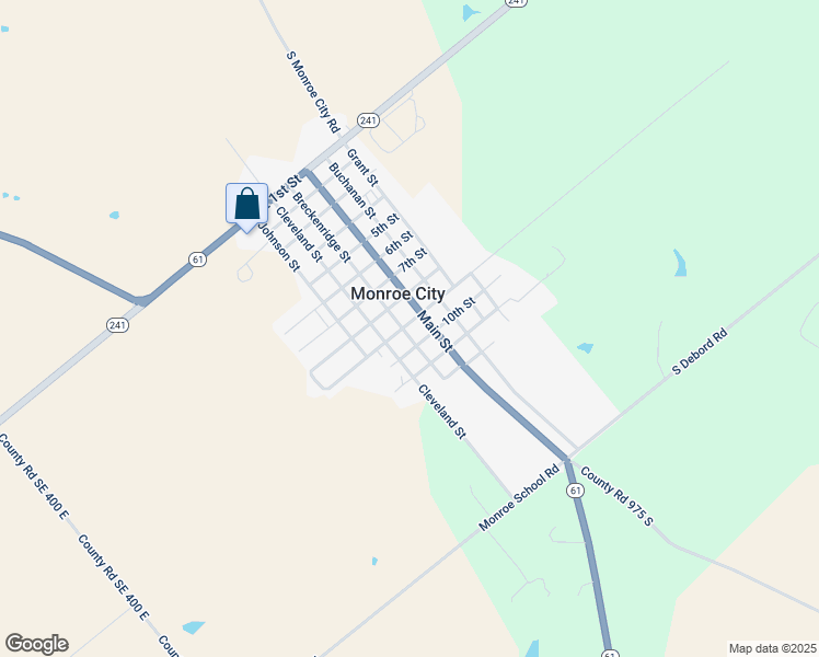map of restaurants, bars, coffee shops, grocery stores, and more near 107 9th Street in Monroe City