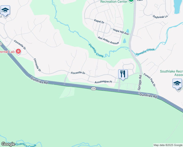 map of restaurants, bars, coffee shops, grocery stores, and more near 15653 Plain Dealing Place in Manassas