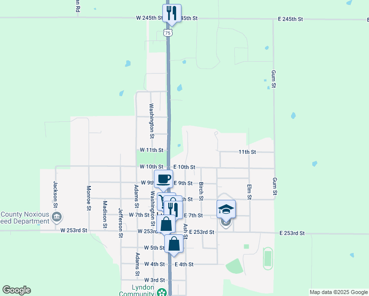 map of restaurants, bars, coffee shops, grocery stores, and more near 1026 Ash Street in Lyndon