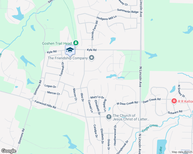 map of restaurants, bars, coffee shops, grocery stores, and more near 1335 Conrad Lane in O'Fallon