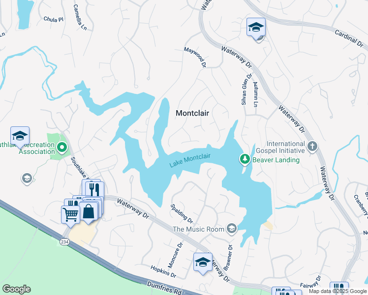 map of restaurants, bars, coffee shops, grocery stores, and more near 4703 Fishermans Cove in Montclair