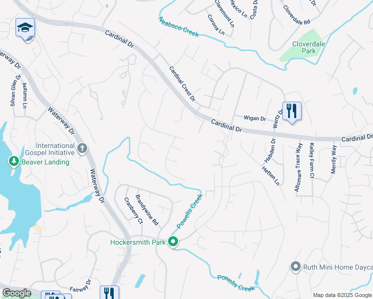 map of restaurants, bars, coffee shops, grocery stores, and more near 3984 Fawnridge Court in Woodbridge