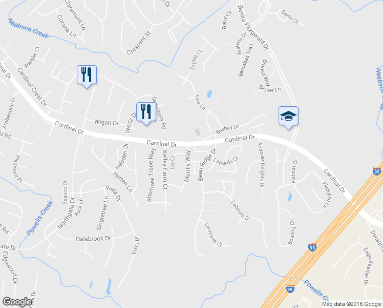 map of restaurants, bars, coffee shops, grocery stores, and more near 3509 Legere Court in Woodbridge