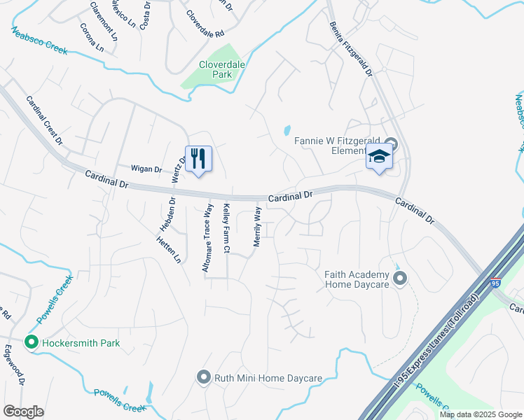 map of restaurants, bars, coffee shops, grocery stores, and more near 3513 Legere Court in Woodbridge