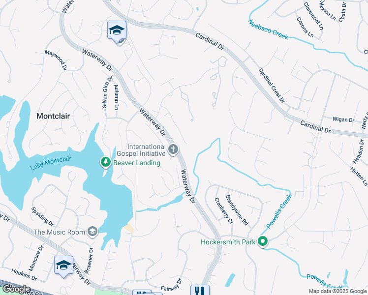 map of restaurants, bars, coffee shops, grocery stores, and more near 15536 Barrington Place in Montclair