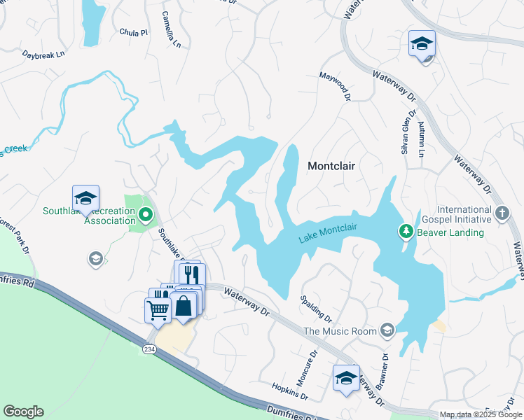 map of restaurants, bars, coffee shops, grocery stores, and more near 4742 Timber Ridge Drive in Montclair