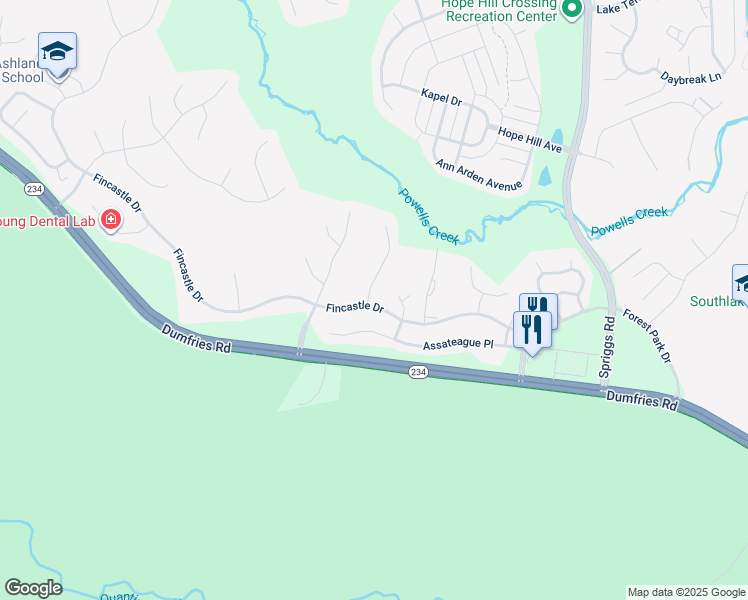 map of restaurants, bars, coffee shops, grocery stores, and more near 15601 Fancy Farm Court in Manassas