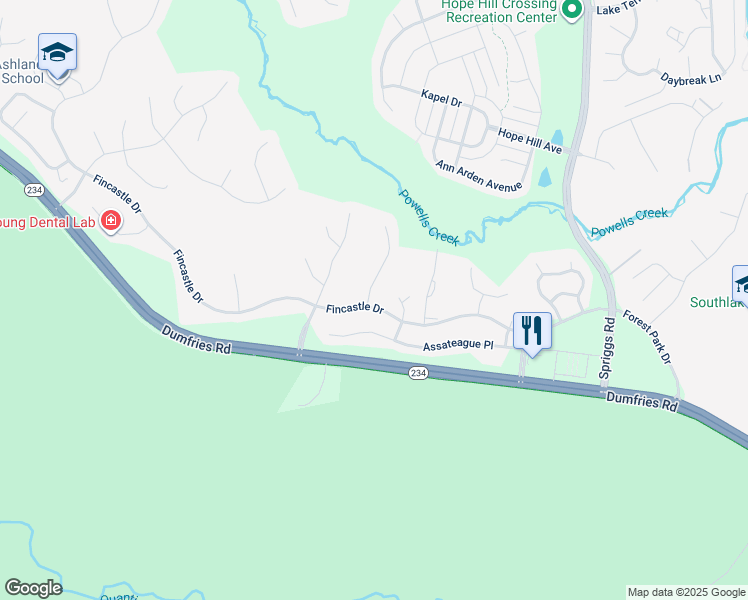 map of restaurants, bars, coffee shops, grocery stores, and more near 15601 Fancy Farm Court in Manassas
