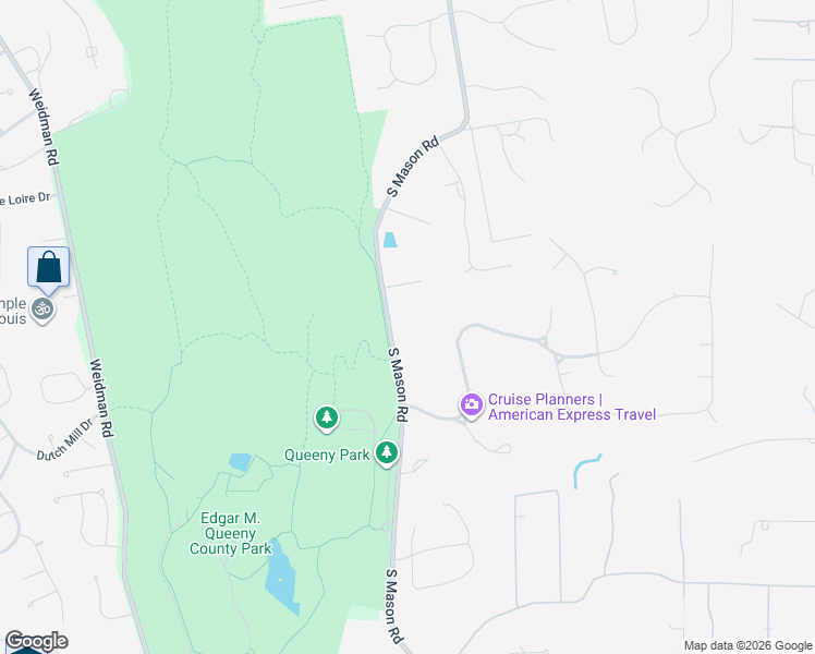 map of restaurants, bars, coffee shops, grocery stores, and more near 1544 South Mason Road in St. Louis