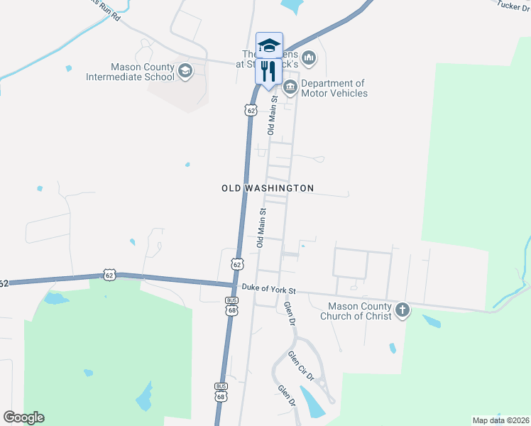 map of restaurants, bars, coffee shops, grocery stores, and more near 2128 Old Main Street in Maysville