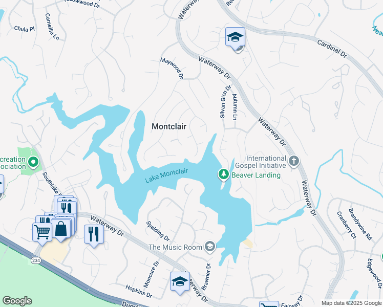 map of restaurants, bars, coffee shops, grocery stores, and more near 15530 Yorktown Drive in Montclair