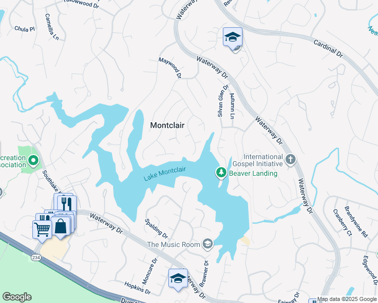 map of restaurants, bars, coffee shops, grocery stores, and more near 15530 Yorktown Drive in Montclair