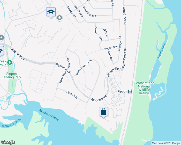 map of restaurants, bars, coffee shops, grocery stores, and more near 1409 Eiderdown Court in Woodbridge