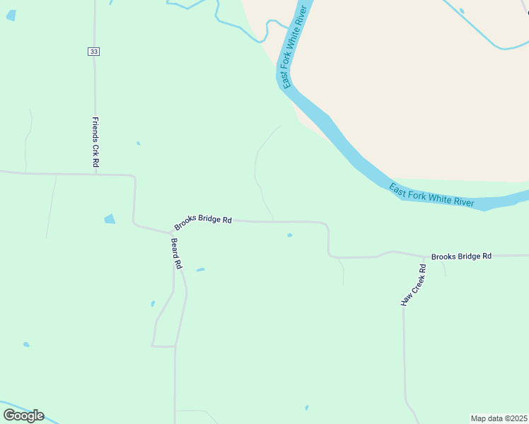map of restaurants, bars, coffee shops, grocery stores, and more near 1823 Brooks Bridge Road in Loogootee