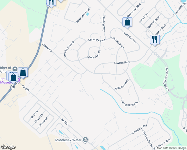 map of restaurants, bars, coffee shops, grocery stores, and more near 30716 Fowlers Path in Millsboro