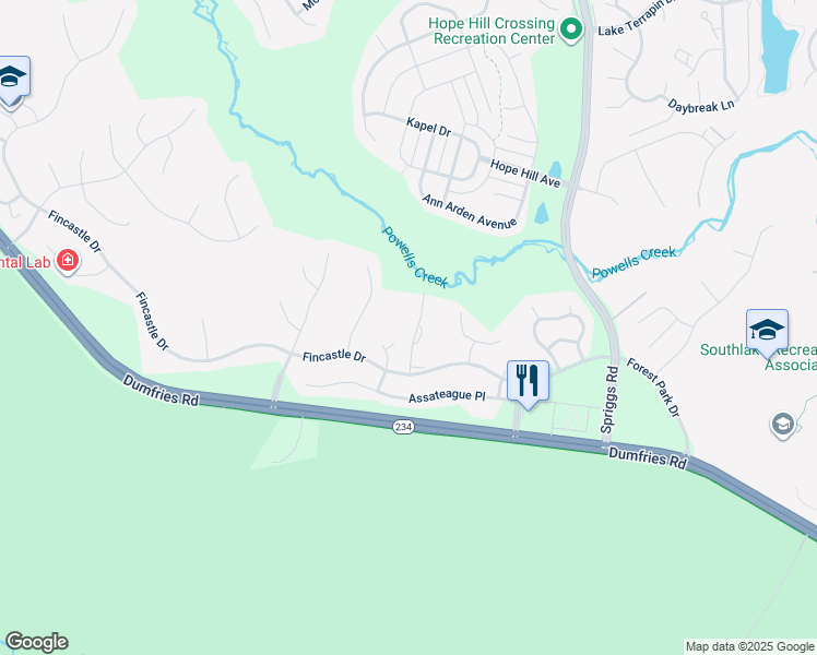 map of restaurants, bars, coffee shops, grocery stores, and more near 15576 Three Otters Place in Manassas