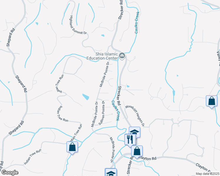 map of restaurants, bars, coffee shops, grocery stores, and more near 718 Kerley Court in Ballwin